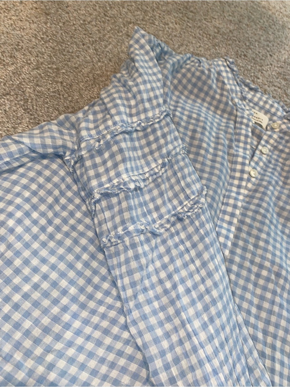 Trovata Birdes of Paradis Gingham Blue Blouse - Picture 4 of 7